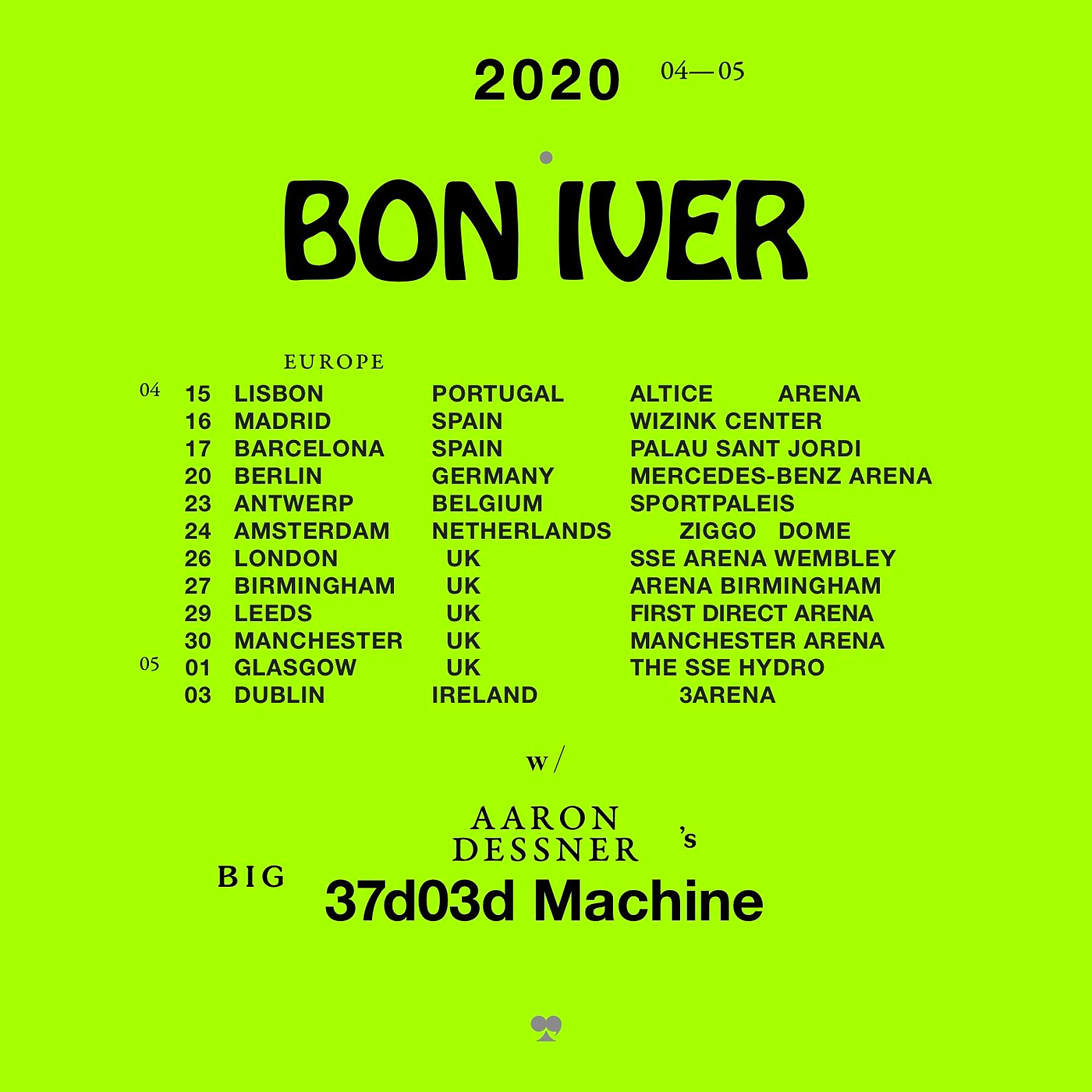 A Bon Iver poster that uses the Hobo font